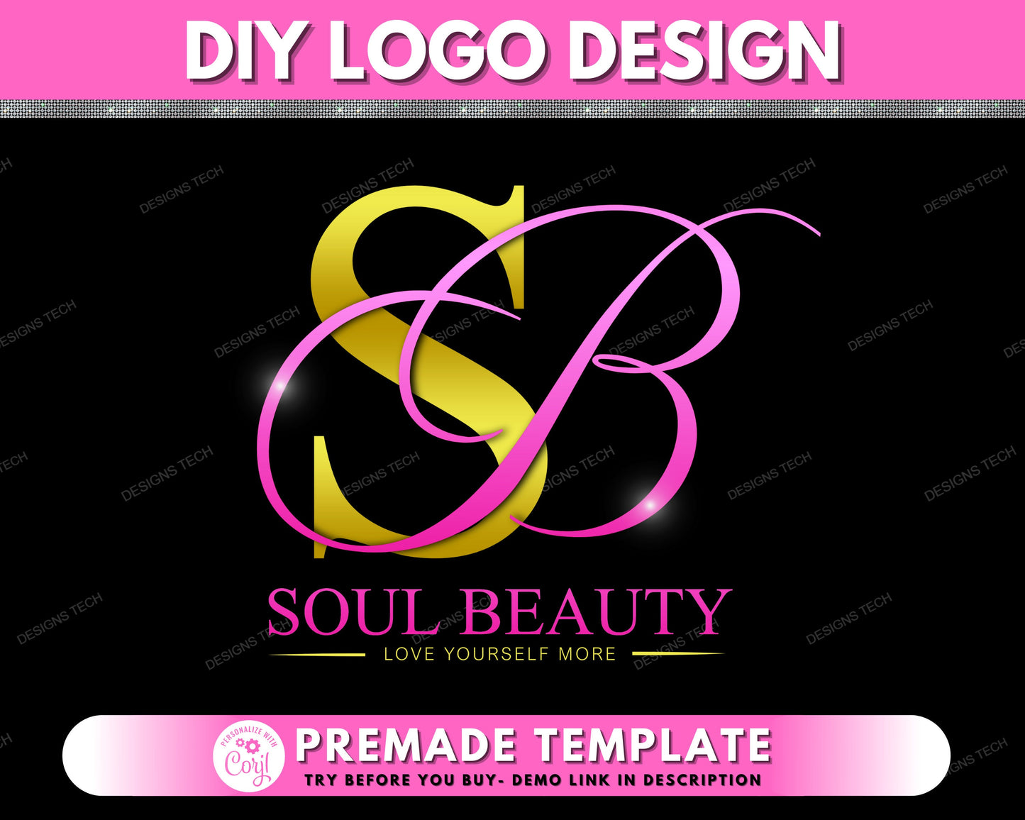 beauty logo, diy logo design template, boutique logo, signature initials logo, hair logo, makeup artist logo, premade business logo