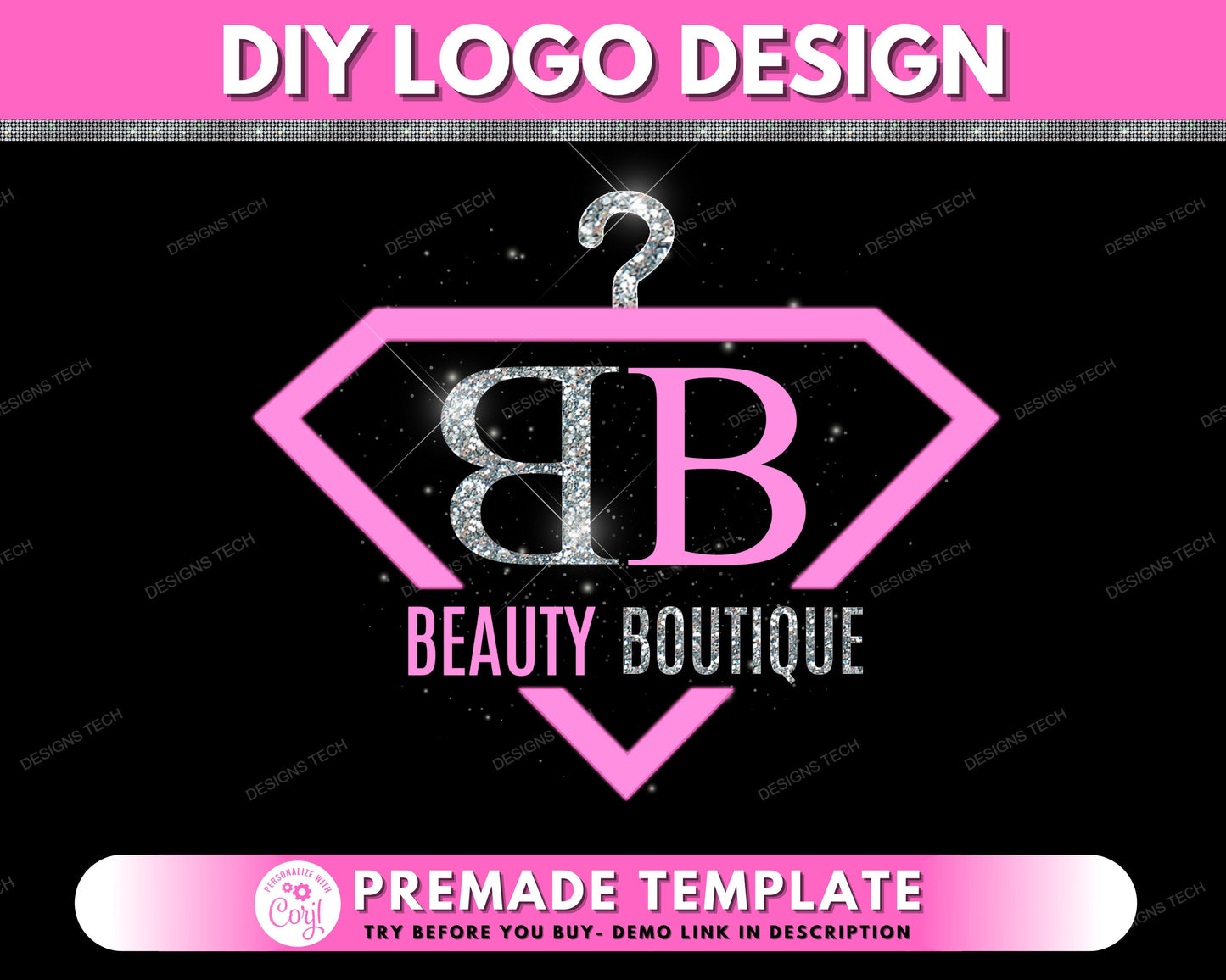 boutique logo, diy logo design template, beauty logo, fashion logo, hanger logo, clothing logo, store logo, shop logo, business logo