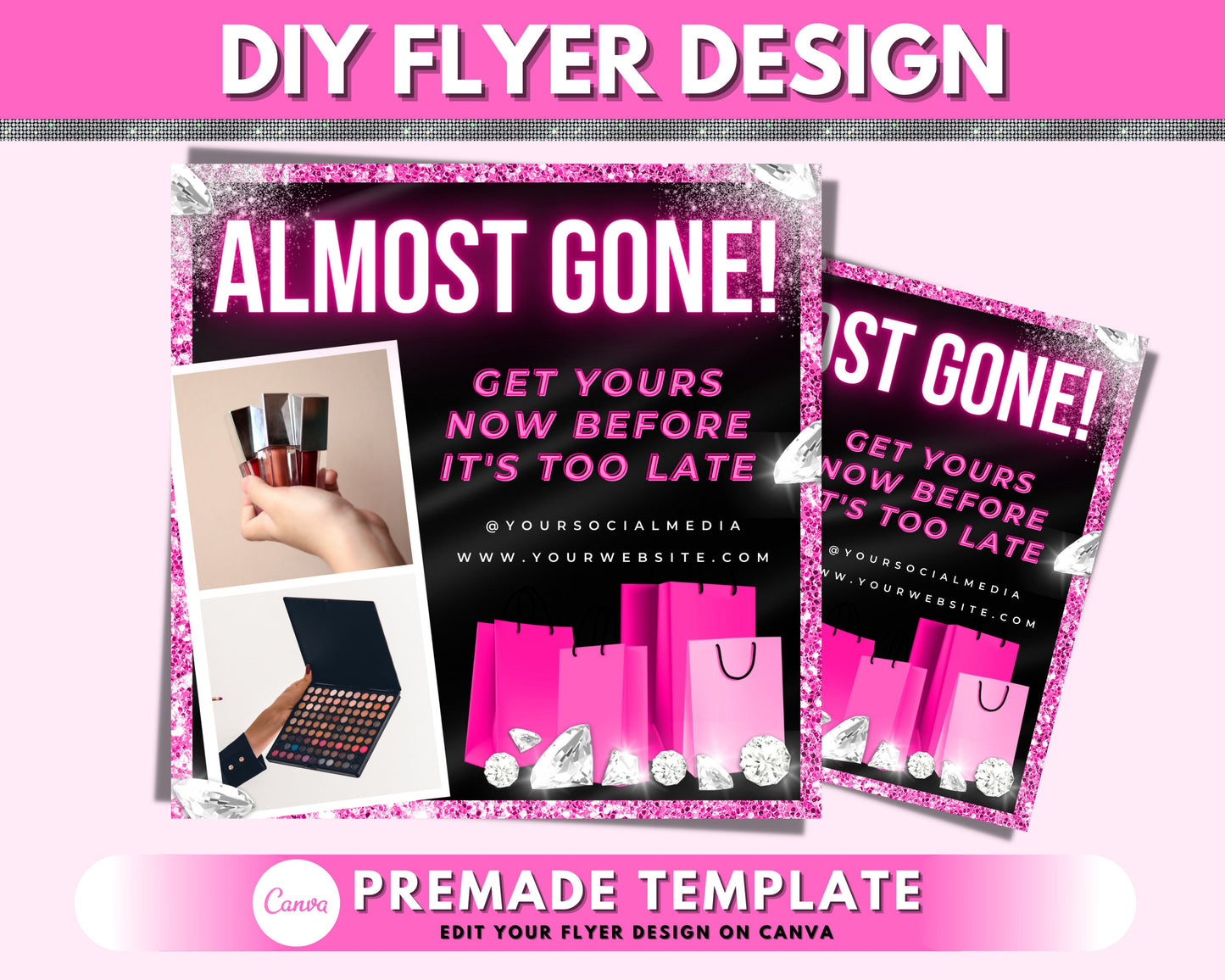 almost gone flyer, diy flyer template design, sale flyer, get now flyer, low stock flyer, hair logo, makeup flyer, premade business flyer