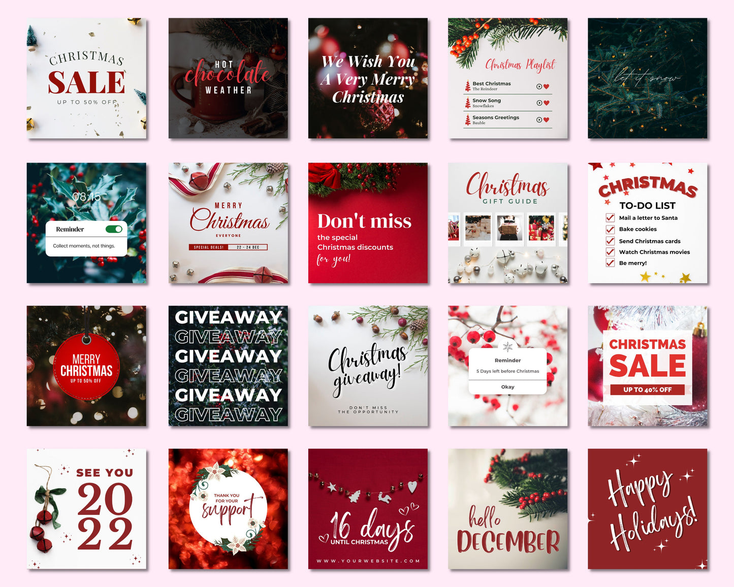 christmas social media posts bundle, diy flyer template design, x-mas post design, holiday social media posts, premade business flyer set