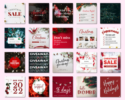 Christmas Social Media Posts Bundle, DIY Flyer Template Design, X-Mas Post Design, Holiday Social Media Posts, Premade Business Flyer Set