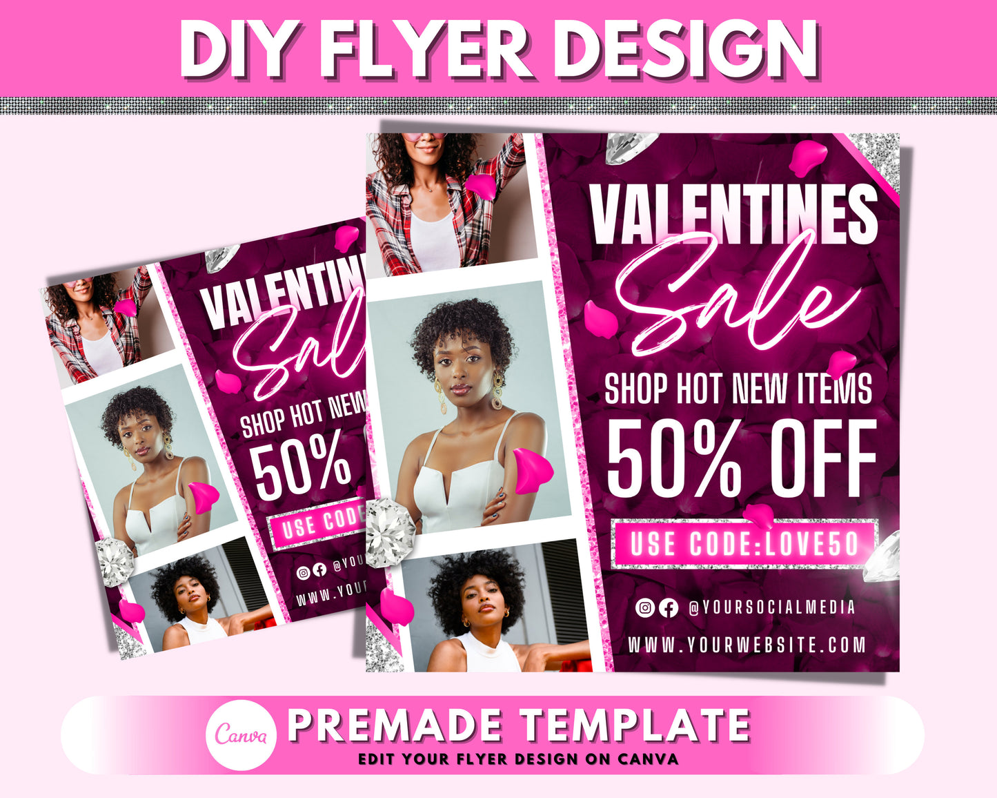 valentines day sale flyer, diy flyer template design, pink valentines flyer, love flyer, romance flyer, instagram flyer, social media flyer