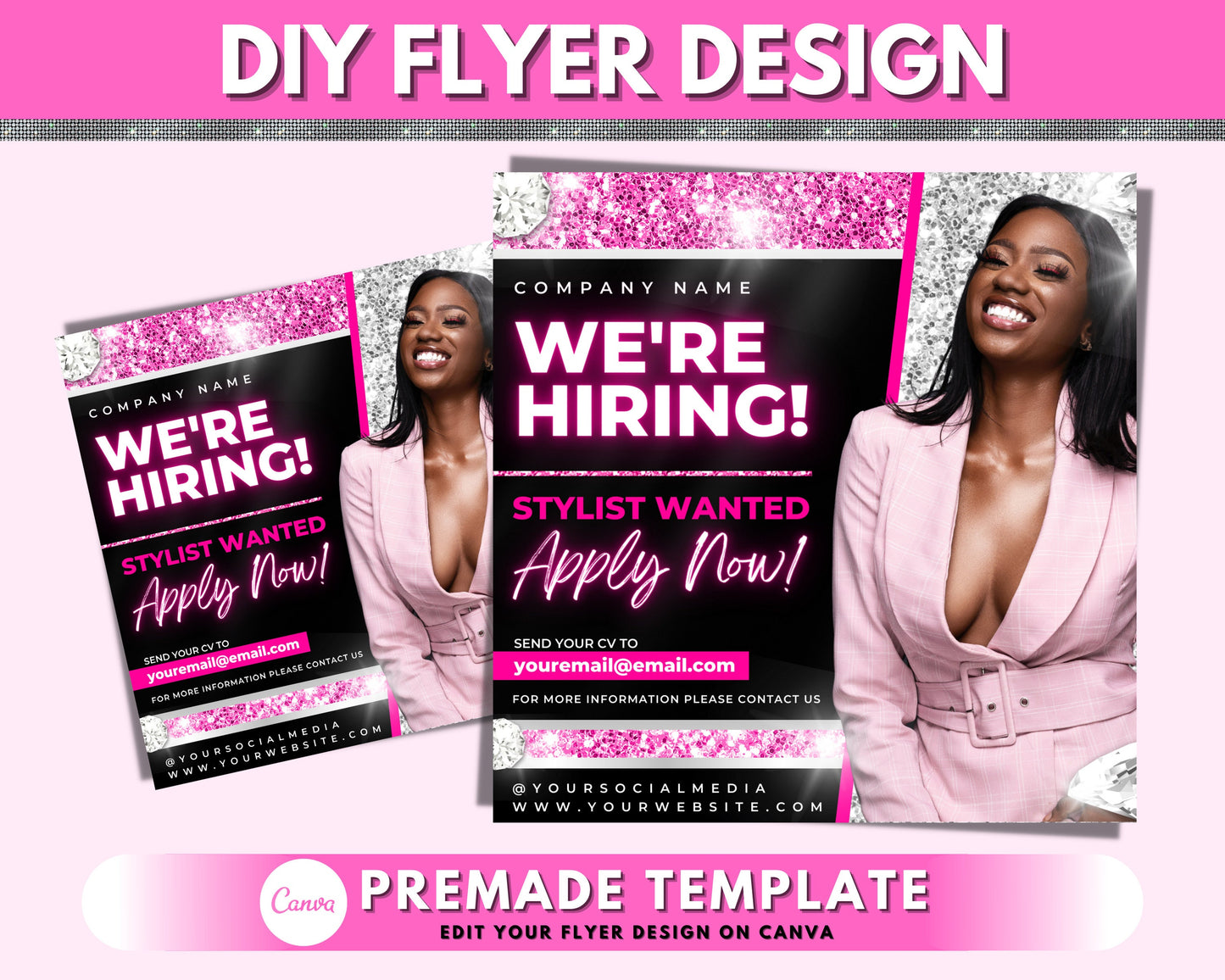 we're hiring flyer, diy flyer template design, now hiring flyer, stylist wanted flyer, hire flyer, business flyer, social media flyer