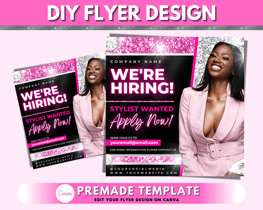 We're Hiring Flyer, DIY Flyer Template Design, Now Hiring Flyer, Stylist Wanted Flyer, Hire Flyer, Business Flyer, Social Media Flyer