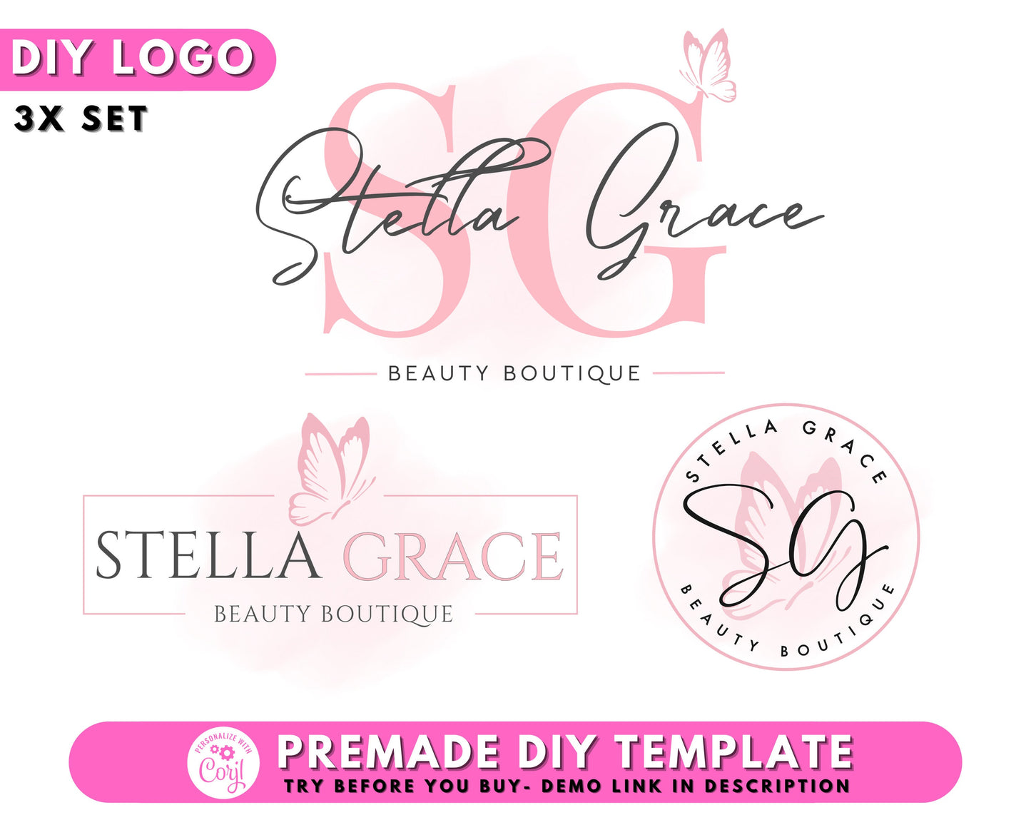 beauty logo, diy logo design template, boutique logo, makeup artist logo, hair stylist logo, lash logo, eyelash logo, nail logo, blog logo