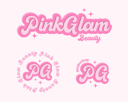 Beauty Logo, DIY Logo Design Template, Pink Retro Logo, Lash Logo, Hair Logo, Eyelash Logo, Boho Logo, Lash Tech Logo, Nails Logo