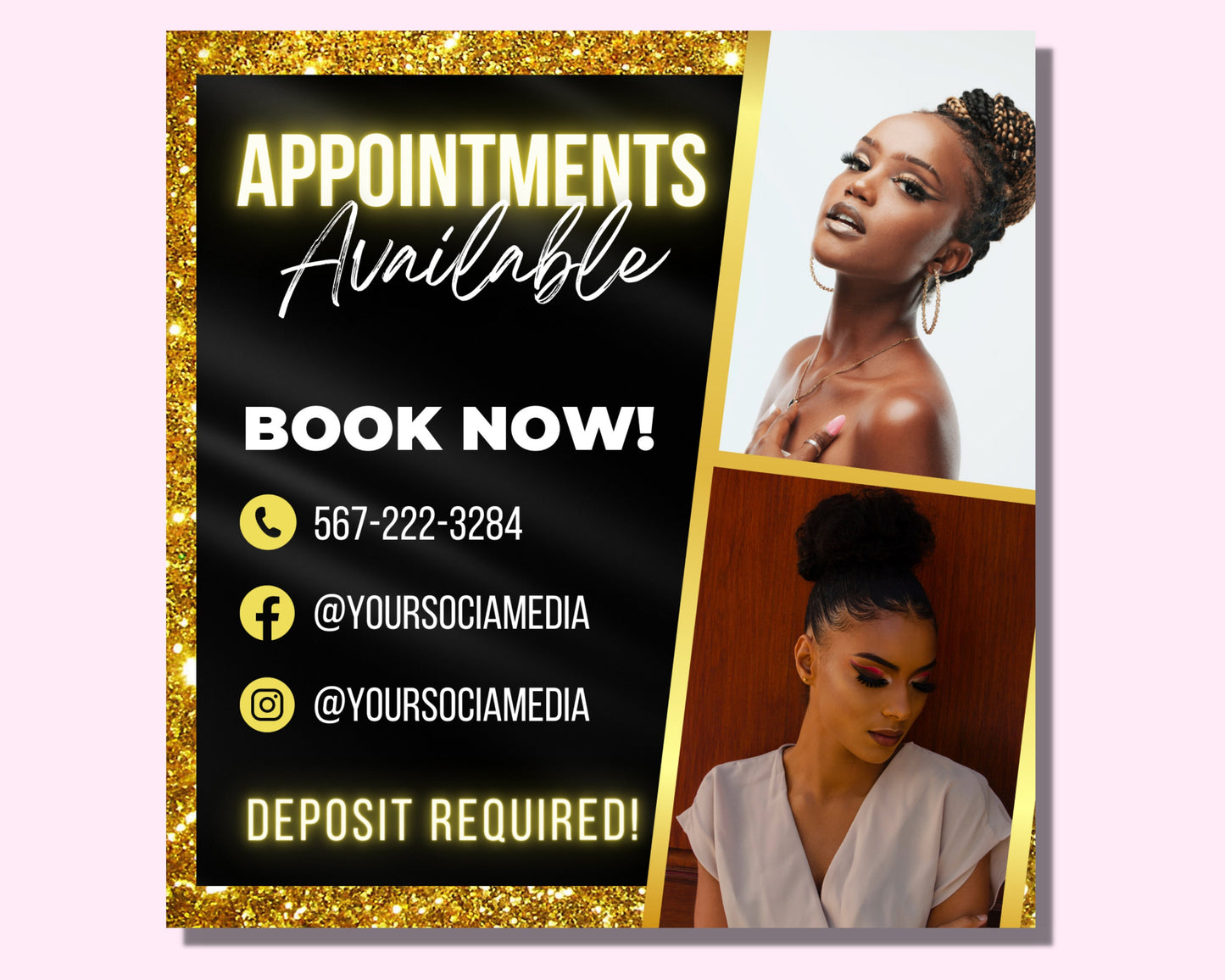 appointment flyer, diy flyer template design, hair flyer, lash flyer, booking flyer, appointment available flyer, hairdresser book now flyer