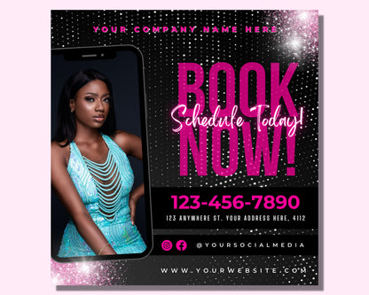 Booking Flyer, DIY Flyer Template Design, Appointment Flyer, Hair Flyer, Lash Flyer, Appointment Available Flyer, Makeup Book Now Flyer