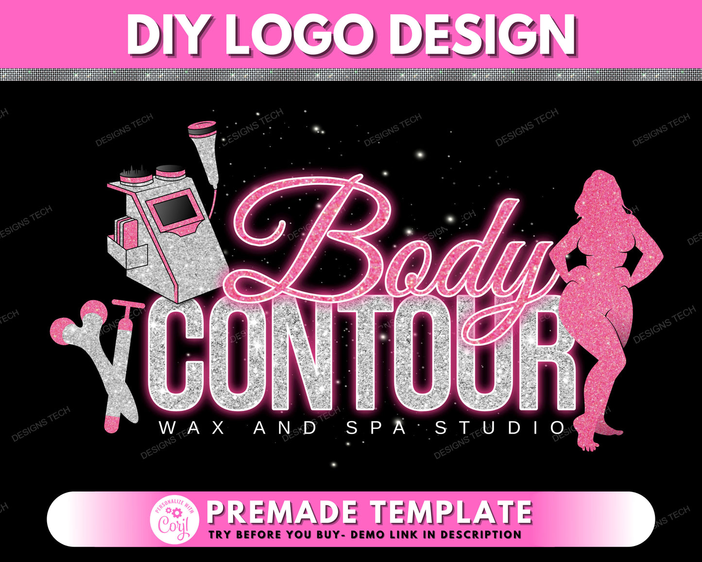 body contour logo, diy logo design template, body contouring logo, body slimming logo, body sculpting logo, massage vacuum therapist logo