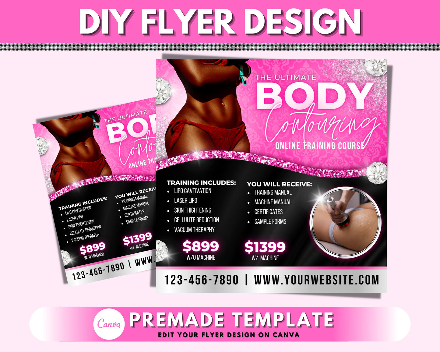 body contour flyer, diy flyer template design, body contouring training flyer, body sculpting class flyer, esthetician flyer, spa flyer