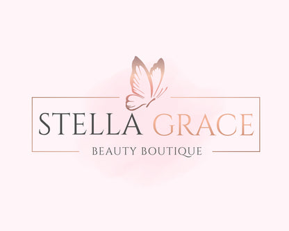 Beauty Logo, DIY Rose Gold Logo Design Template, Boutique Logo, Makeup Artist Logo, Hair Stylist Logo, Lash Logo, Eyelash Logo, Nail Logo