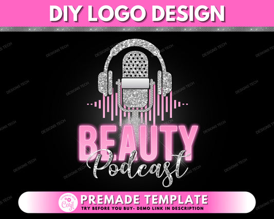 Podcast Logo, DIY Logo Design Template, Blogger Logo, Radio Host Logo, Podcast Show Vlog Logo, Webinar Logo, Beauty Talk Logo, Premade Logo