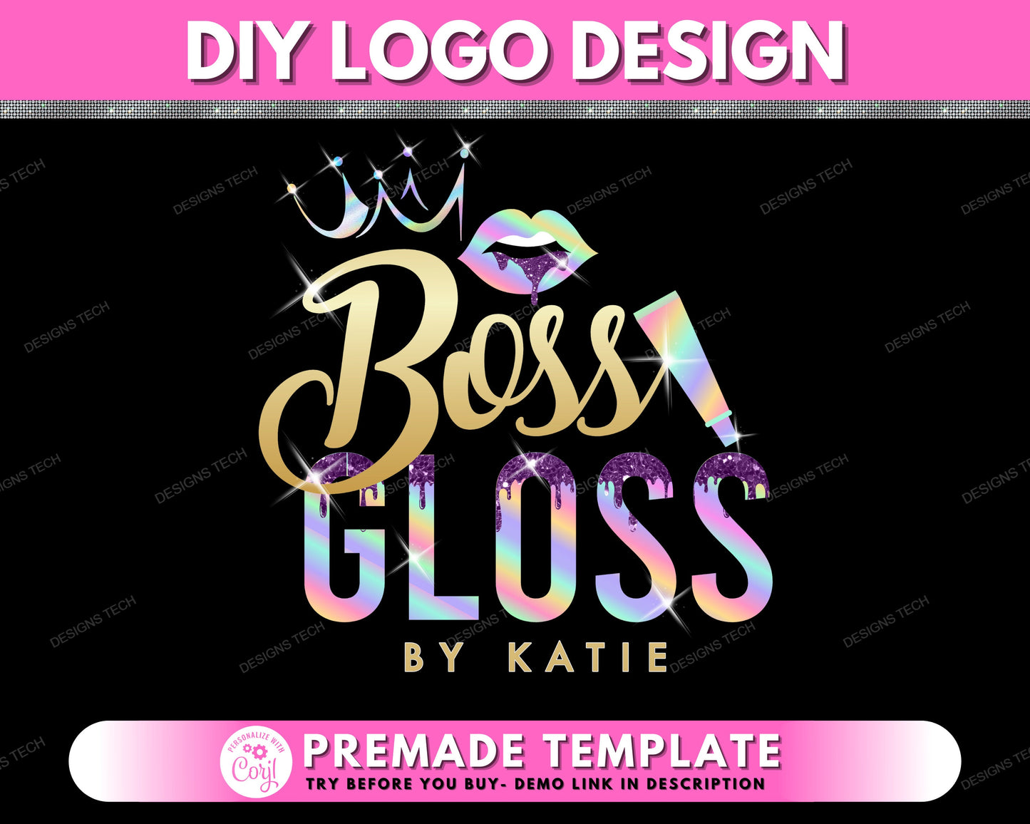 lipgloss logo, diy logo design template, lip gloss logo, gloss logo, cosmetics logo, makeup artist logo, glam logo, lips logo, premade logo