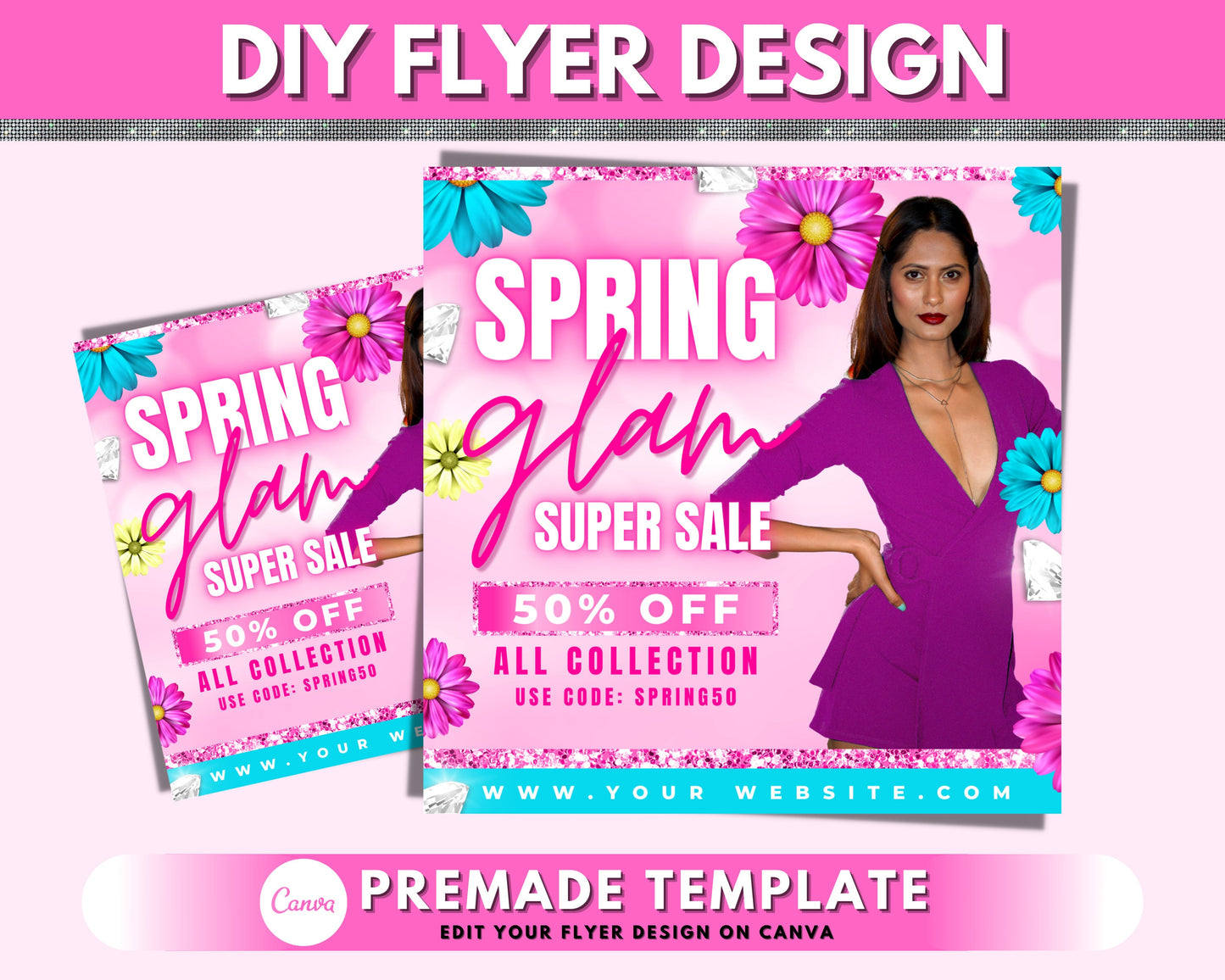 spring flyer, diy flyer template design, pink social media flyer, sale flyer, hair flyer, beauty flyer, instagram flyer, premade flyer