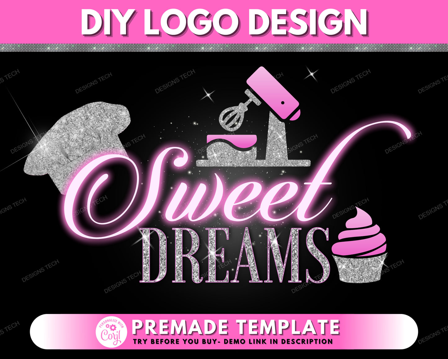 bakery log, diy logo design template, baking logo, cake logo, pastry logo, sweets logo, cupcake logo, chef logo, baker logo