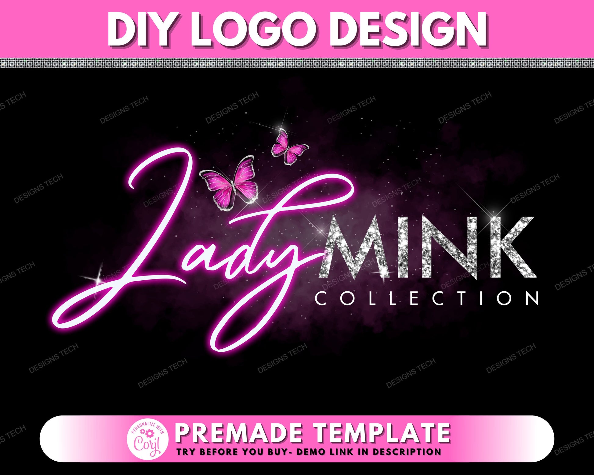 Hair Logo, DIY Logo Design Template, Beauty Logo, Butterfly Logo, Lash Logo, Hair Bundles Logo, Hair Extensions Logo, Salon Logo, Brows Logo