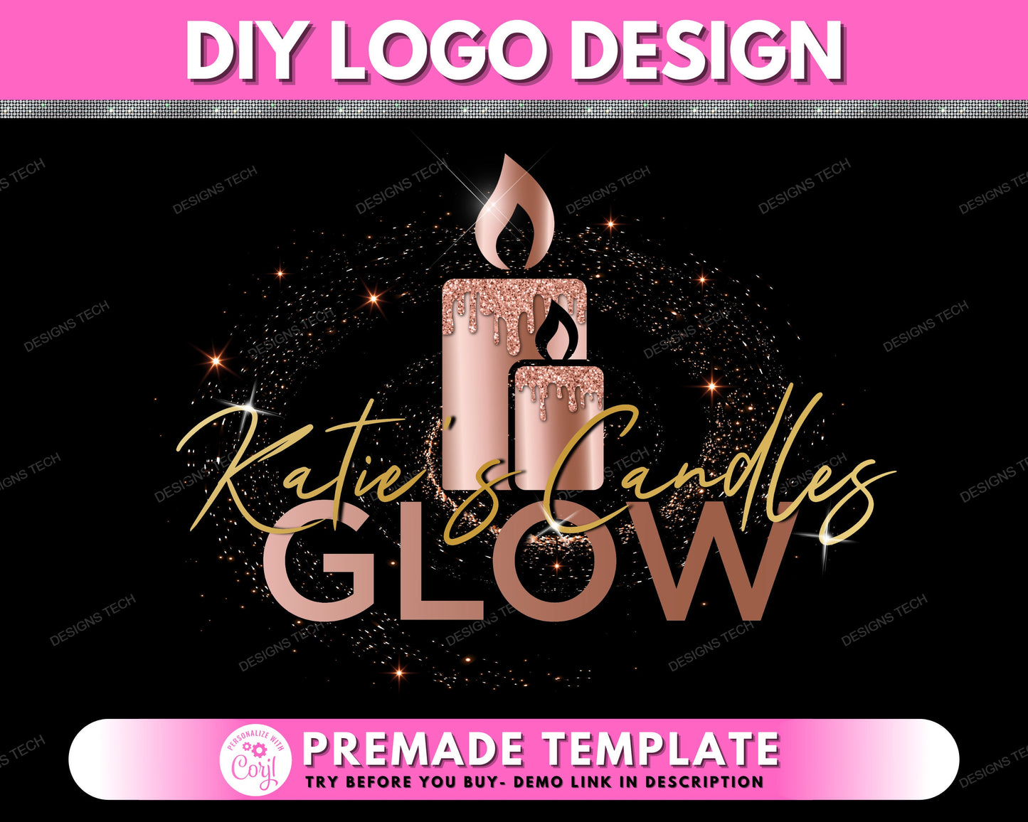 candle logo, diy logo design template, candle wax logo, candlestick logo, candle shop logo, premade candle business logo