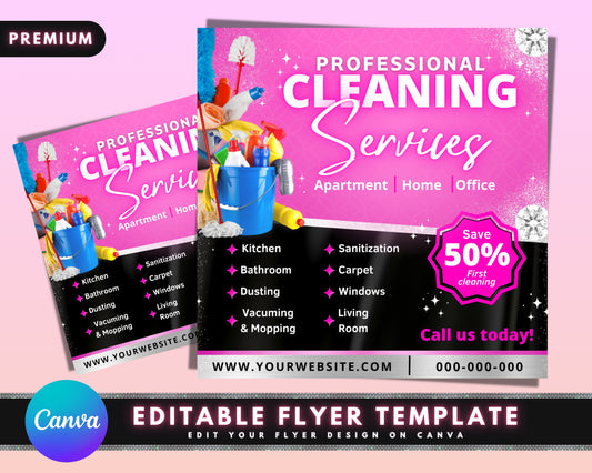 Cleaning Service Flyer, DIY Flyer Template Design, Cleaning Flyer Advertisement, Housekeeper Cleaner Flyer, House & Office Cleaning Flyer