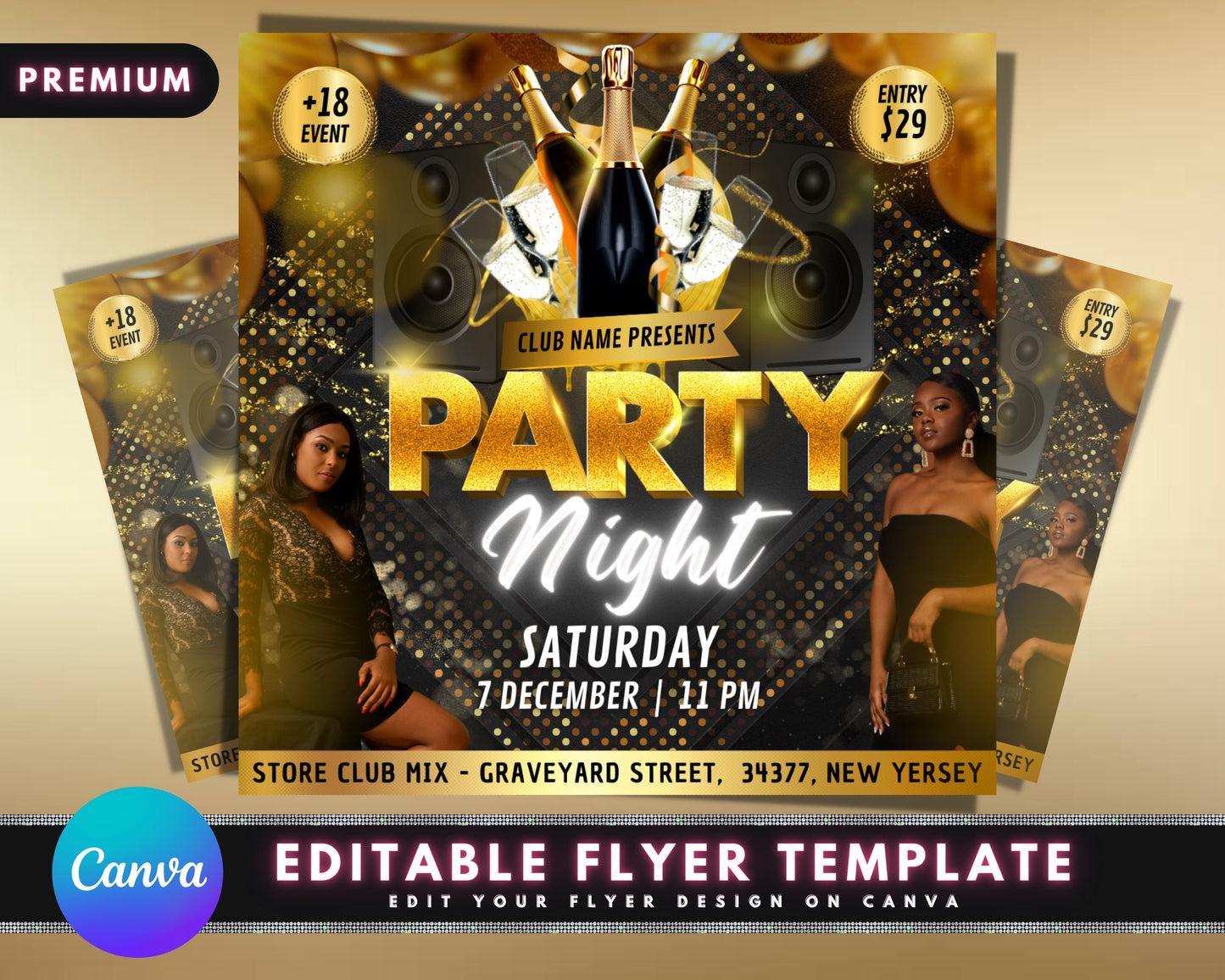 party night flyer, diy flyer template design, club flyer, party invite flyer, saturday friday night party flyer, dj disco flyer