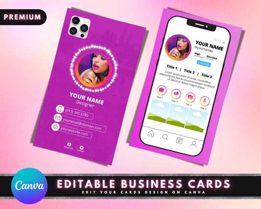 Instagram Profile Business Cards, DIY Business Card Template Design, Business Card Design, Influencer Cards, Premade Business Cards