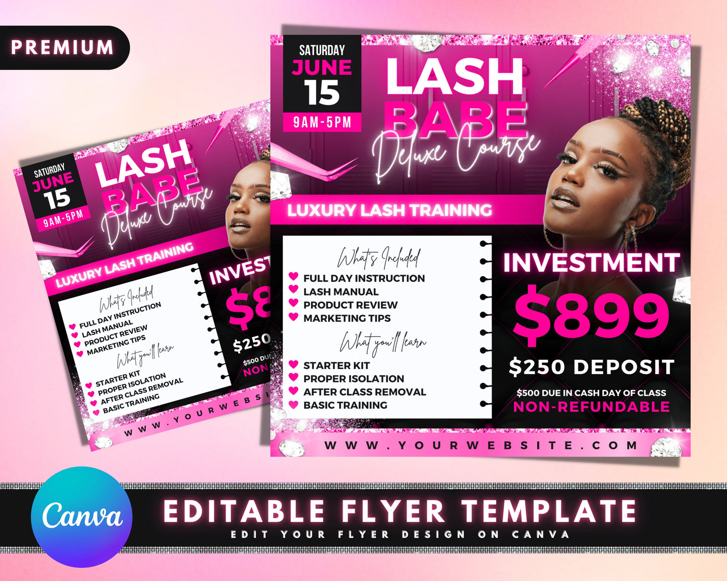 lash training flyer, diy flyer template design, lash course flyer, eyelash extension training class, lash makeup masterclass flyer