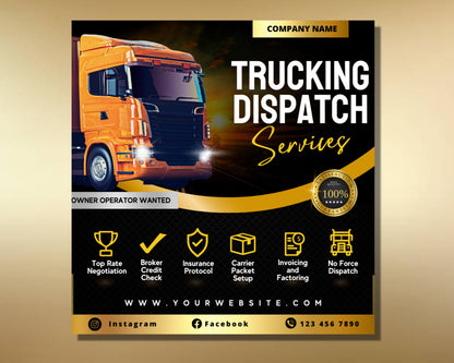 Truck Services Flyer, DIY Flyer Template Design, Trucking Dispatch Flyer, Trucking Dispatchers Service Flyers, Trucker Dispatch Flyer