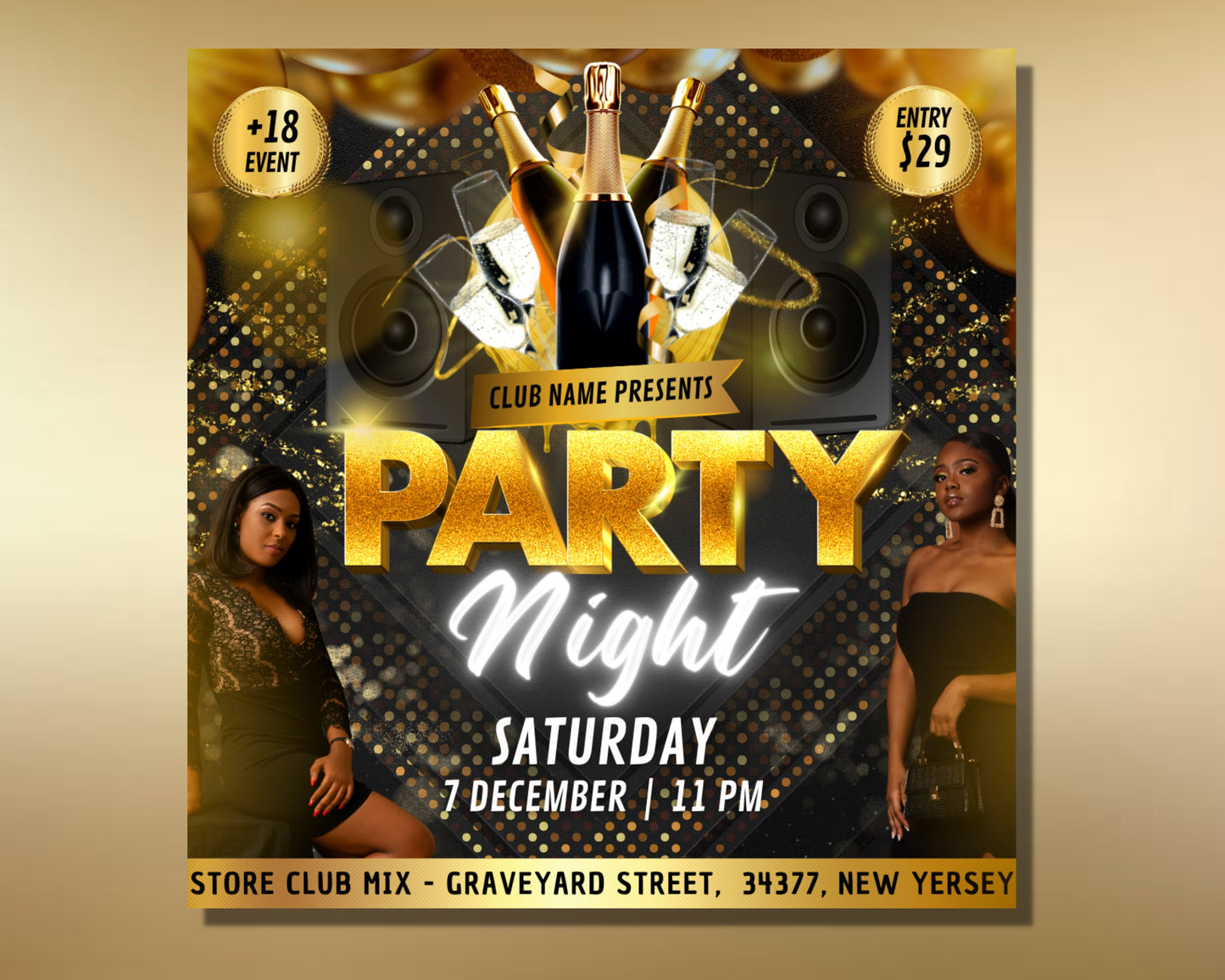 party night flyer, diy flyer template design, club flyer, party invite flyer, saturday friday night party flyer, dj disco flyer