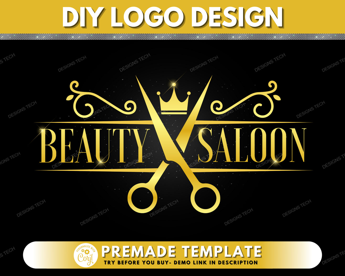 beauty salon logo, diy logo design template, hair logo, hairdresser logo, hair stylist logo, hair salon logo, premade logo design