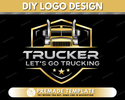 Truck Logo, DIY Logo Design Template, Trucking Logo, Logistics Logo, Trucker Logo, Transport Logo, Shipping Logo, Premade Logo Design