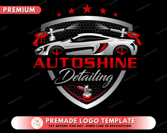 Car Detailing Logo, DIY Logo Design Template, Auto Detailing Logo, Car Repair Logo, Vehicle Logo, Automotive Fix Logo, Premade Logo