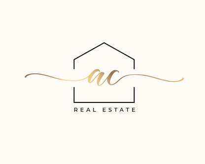 Real Estate Logo, DIY Logo Design Template, House Logo, Realtor Logo, Gold Real estate Agent Logo, Modern Logo, Premade Logo