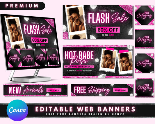 Web Banners, DIY Web Banner Template Design, Website Banners, Beauty Boutique Web Banner Template, WIX or Shopify Web, Hair Web Banner