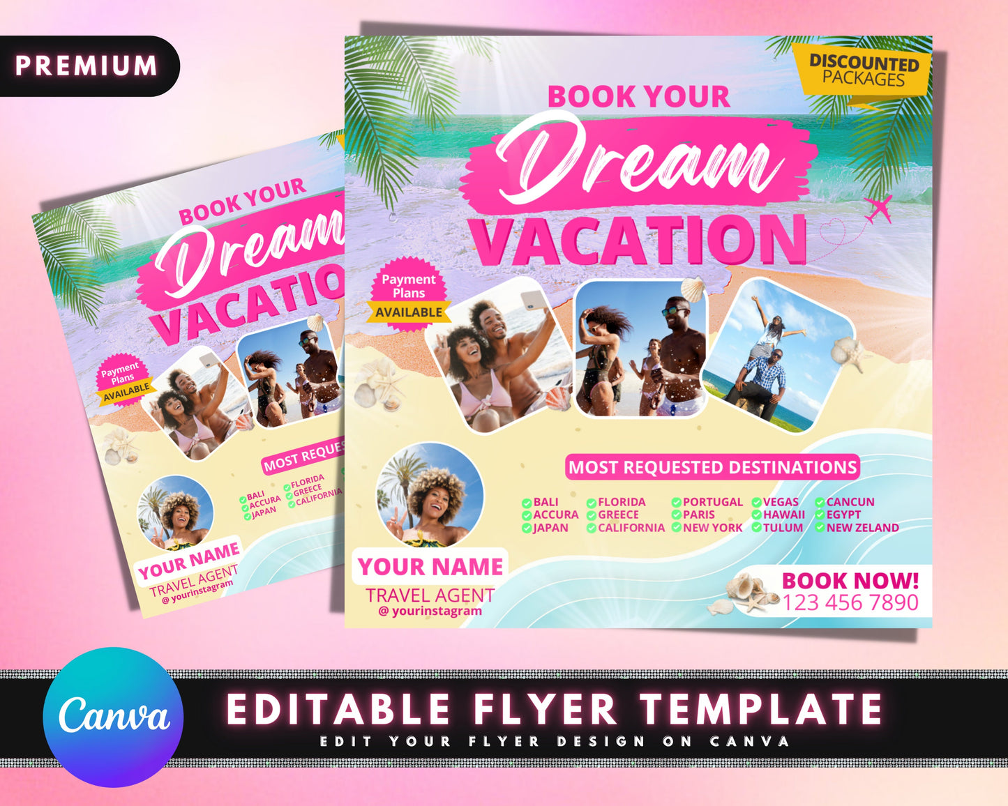 travel agent flyer, diy flyer template design, summer flyer, vacation flyer, social media flyer, vacation booking flyer, premade flyer