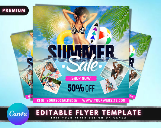 Summer Sale Flyer, DIY Flyer Template Design, Summer Flyer, Hair Flyer, Flash Sale Flyer, Boutique Flyer, Social Media Flyer, Premade Flyer