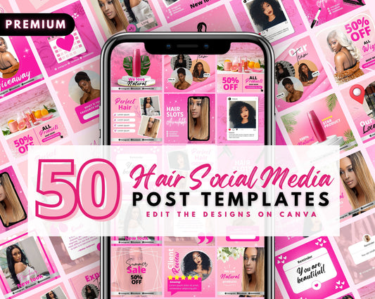 Hair Content Post Templates, DIY Flyer Design, Social Media Engagement Posts, Hair Bundles Flyers, Wigs Instagram Posts, Business Flyers