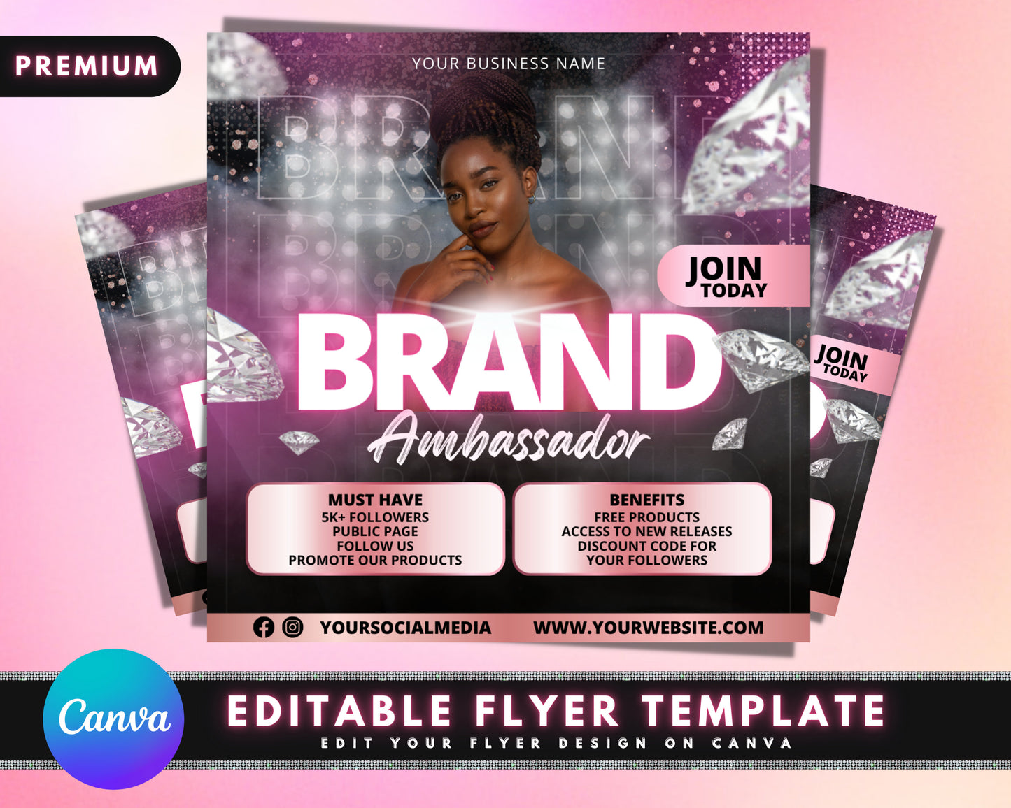 brand ambassador flyer, diy flyer template design, influencer flyer, content creator flyer, instagram flyer, premade social media flyer