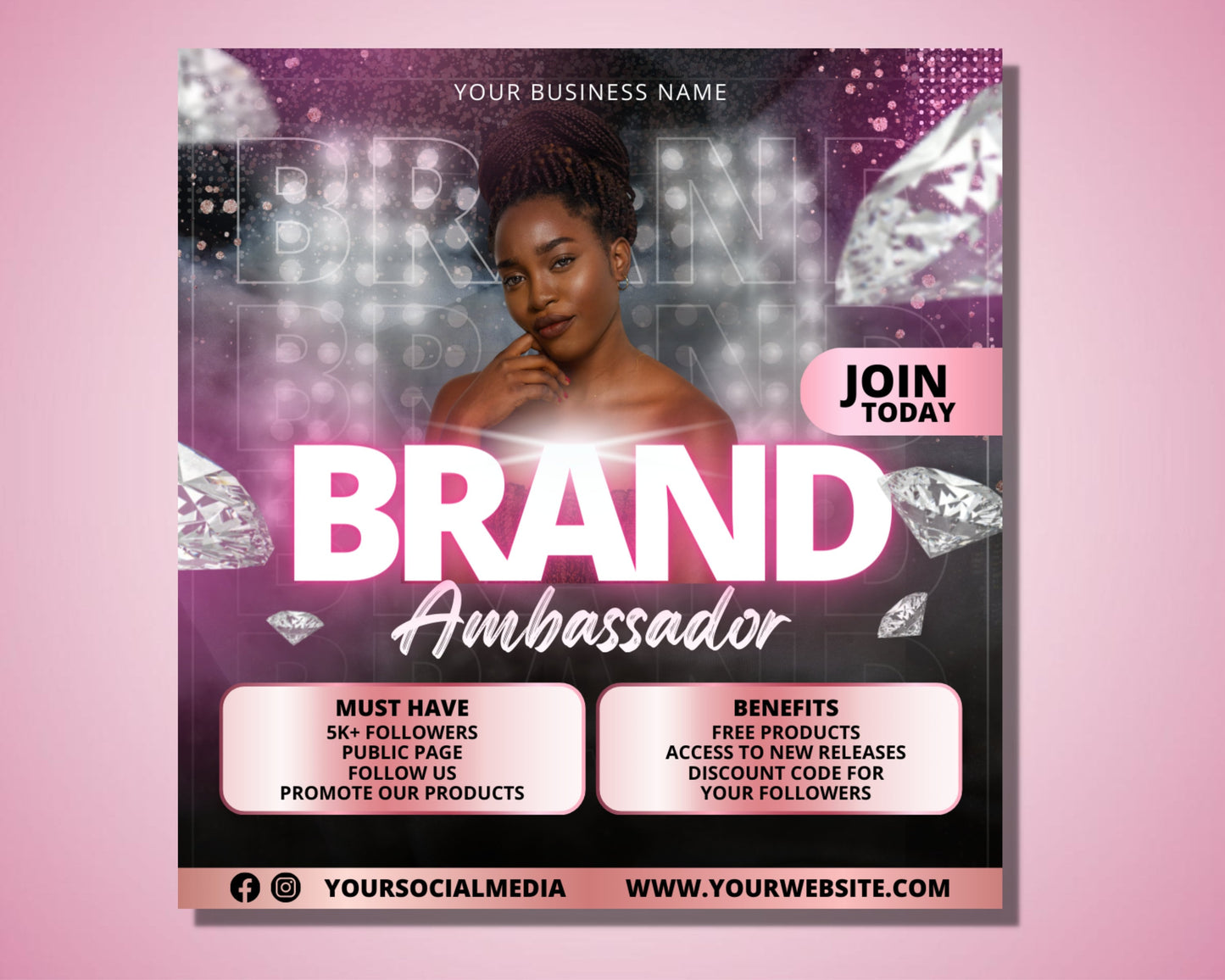 brand ambassador flyer, diy flyer template design, influencer flyer, content creator flyer, instagram flyer, premade social media flyer