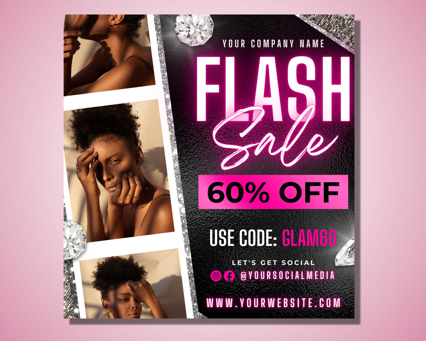 flash sale flyer, diy flyer template design, new arrivals flyer, lash sale flyer, hair sale flyer, premade beauty boutique business flyer