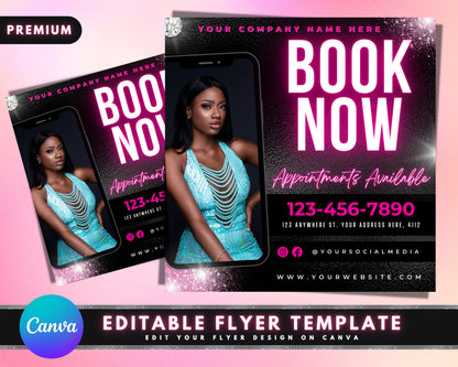 DIY Book Now Flyer, DIY Flyer Template Design, Appointments Available Flyer, Hair Flyer, Lash Booking Flyer, Premade Makeup Business Flyer