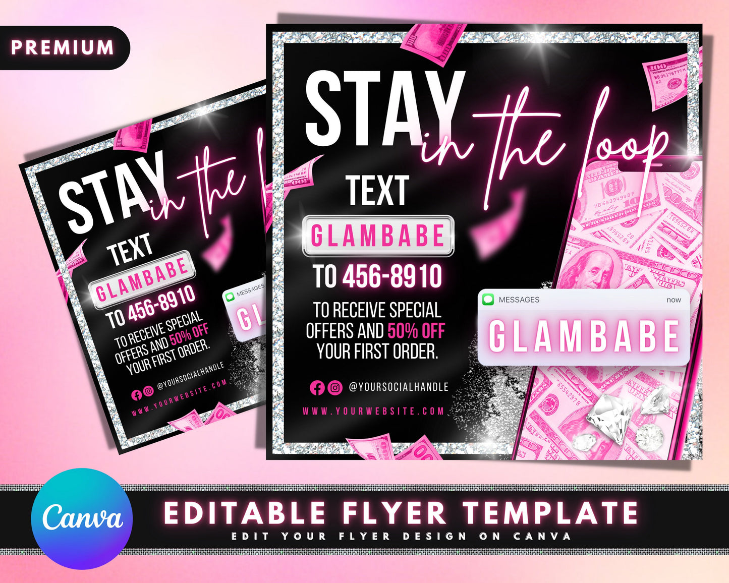 text alert flyer, diy flyer template design, promotion flyer, sale flyer, notification text flyer, premade business social media flyer