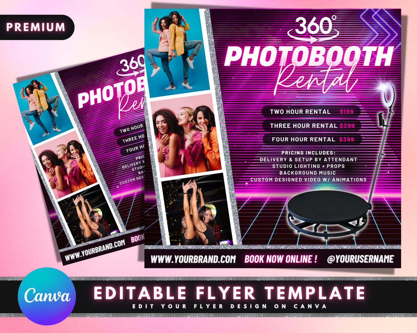 360 photobooth rental flyer, diy flyer template design, party flyer, wedding photo booth rent flyer, event flyer, spin camera flyer