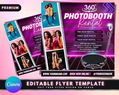 360 Photobooth Rental Flyer, DIY Flyer Template Design, Party Flyer, Wedding Photo Booth Rent Flyer, Event Flyer, Spin Camera Flyer