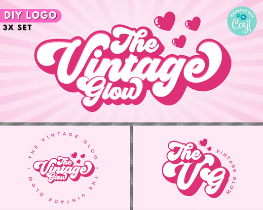 Beauty Logo, DIY Logo Design Template, Retro Logo, Lash Logo, Hair Logo, Pink Logo, Boutique Logo, Eyelash Logo, Premade Business Logo