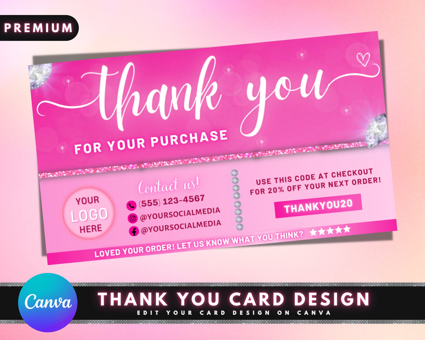 thank you card, diy marketing cards template design, hair business cards, lash thank you cards, thank you for order packaging insert