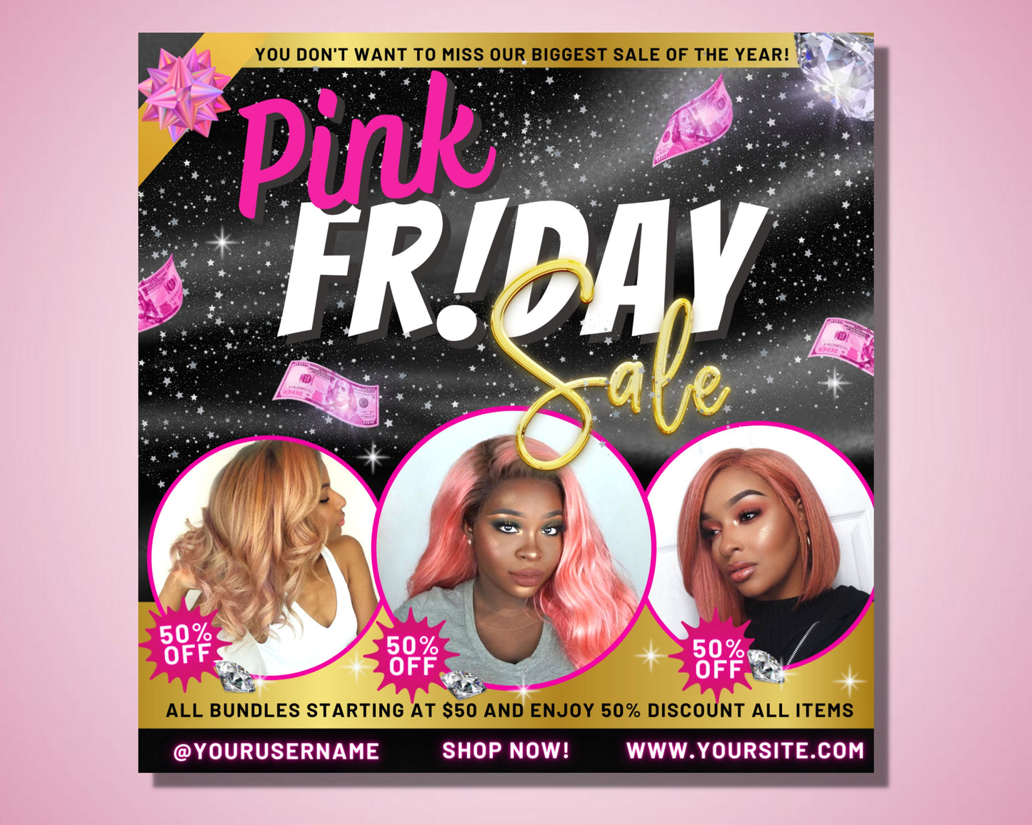 black friday sale flyer, diy flyer template design, pink friday flyer, hair flyer, boutique flyer, lash salon flyer, premade business flyer