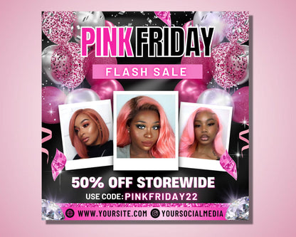 Pink Friday Sale Flyer, DIY Flyer Template Design, Black Friday Flyer, Hair Flyer, Boutique Flyer, Lash Salon Flyer, Premade Business Flyer