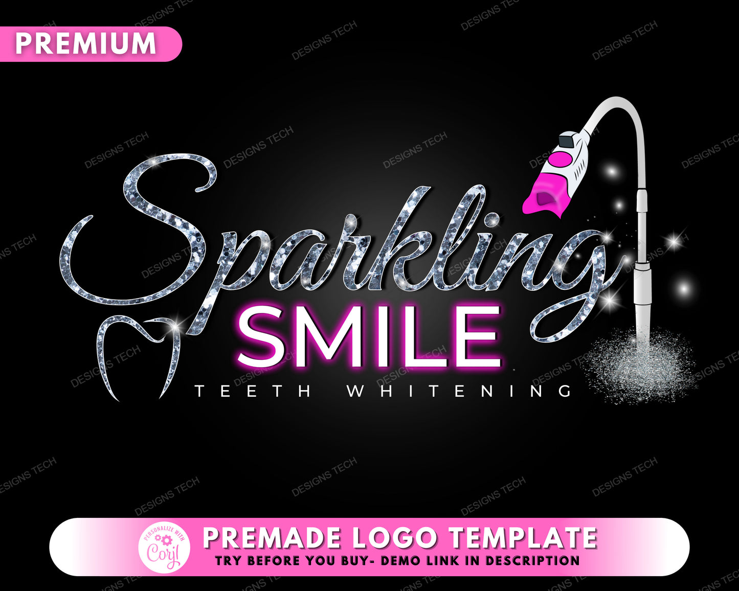 teeth whitening logo, diy logo design template, dental care logo, dentist logo, tooth whitening logo, premade business logo