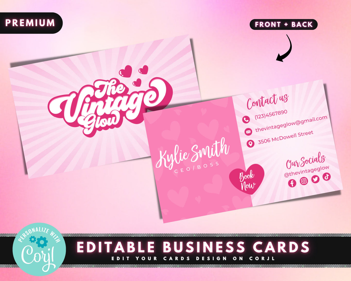 business cards, diy business card template, retro business cards, lash beauty business cards, hair business cards, premade business cards