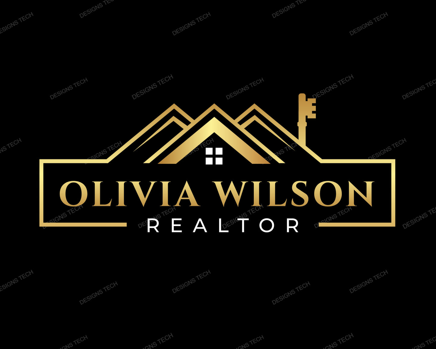 real estate logo, diy logo design template, real estate agent logo, realtor logo, house logo, key logo, premade gold logo design