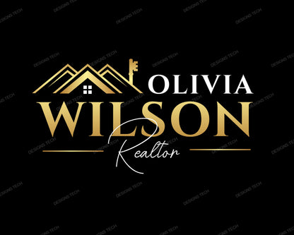 Real Estate Logo, DIY Logo Design Template, Real Estate Agent Logo, Realtor Logo, House Logo, Key Logo, Premade Gold Logo Design